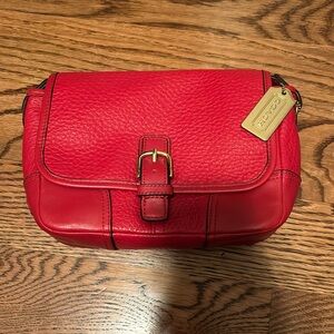 New without tags, red leather Coach purse